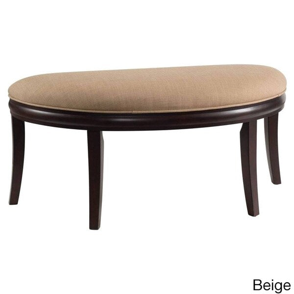 Exeter Espresso Wood/Fabric Half-moon Bench