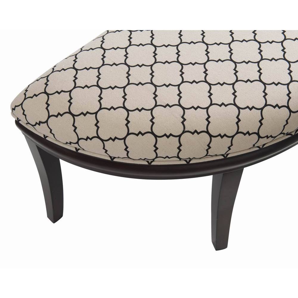Exeter Espresso Wood/Fabric Half-moon Bench