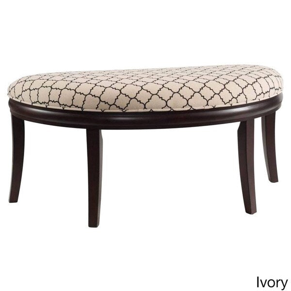 Exeter Espresso Wood/Fabric Half-moon Bench