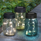 Exhart 3 Piece Solar Glass Firefly Light Jar Set, 5.5 Inch