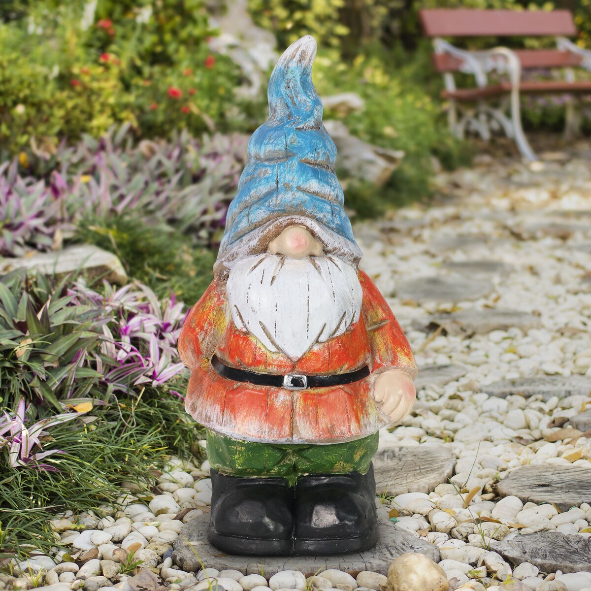 Exhart Can't See Wrinkled Hat Garden Gnome Statue
