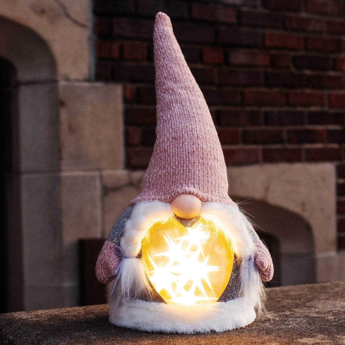 Exhart Christmas Gnome with Sparkling LED Body, with Timer, 20.5"