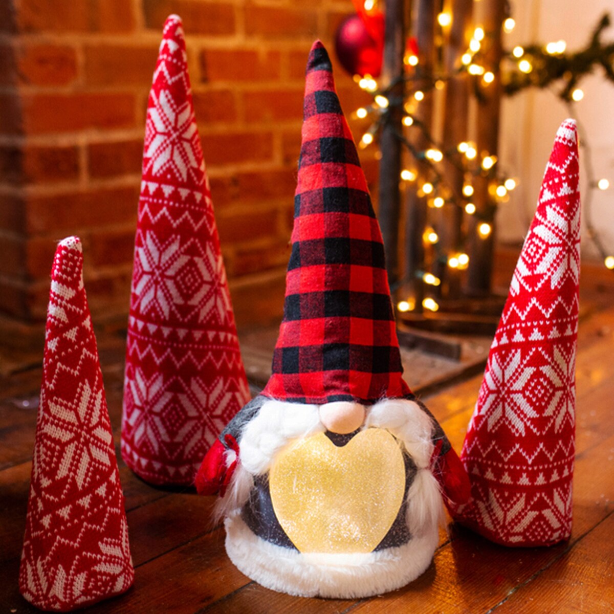 Exhart Christmas Gnome with Sparkling LED Body, with Timer, 20.5"