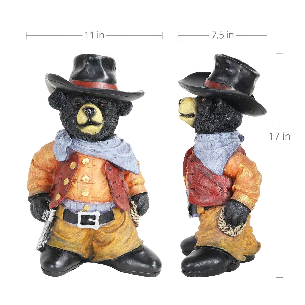 Exhart Cowboy Bear Garden Statue, 11 by 17 Inches