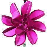 Exhart Double Rose Wind Spinner Garden Stake Hand Painted in Metallic Pink, 12 by 39 Inches