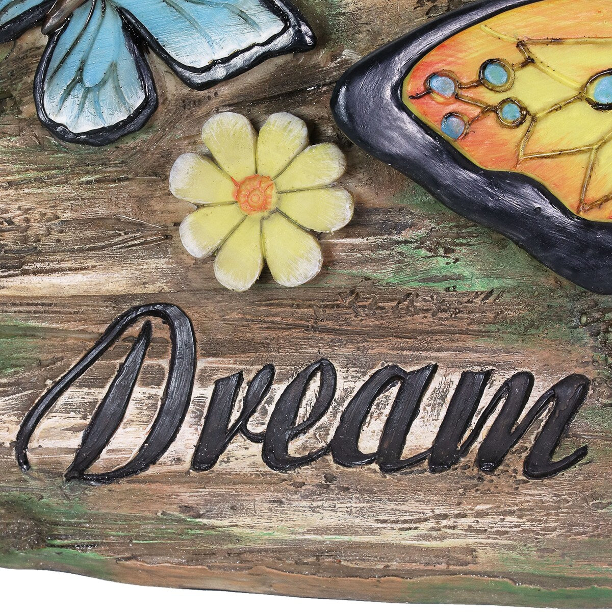 Exhart Dream Yellow and Blue Butterflies Hand Painted Garden Statuary, 11 by 8 Inch