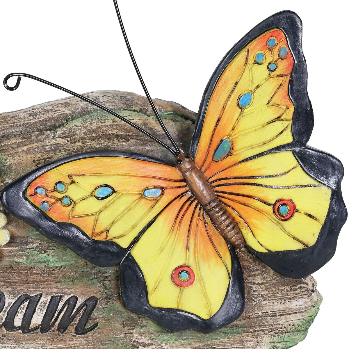 Exhart Dream Yellow and Blue Butterflies Hand Painted Garden Statuary, 11 by 8 Inch