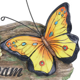 Exhart Dream Yellow and Blue Butterflies Hand Painted Garden Statuary, 11 by 8 Inch