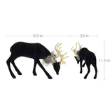 Exhart Holiday Black Velvet Grazing Reindeer Statue, 11.5 Inches