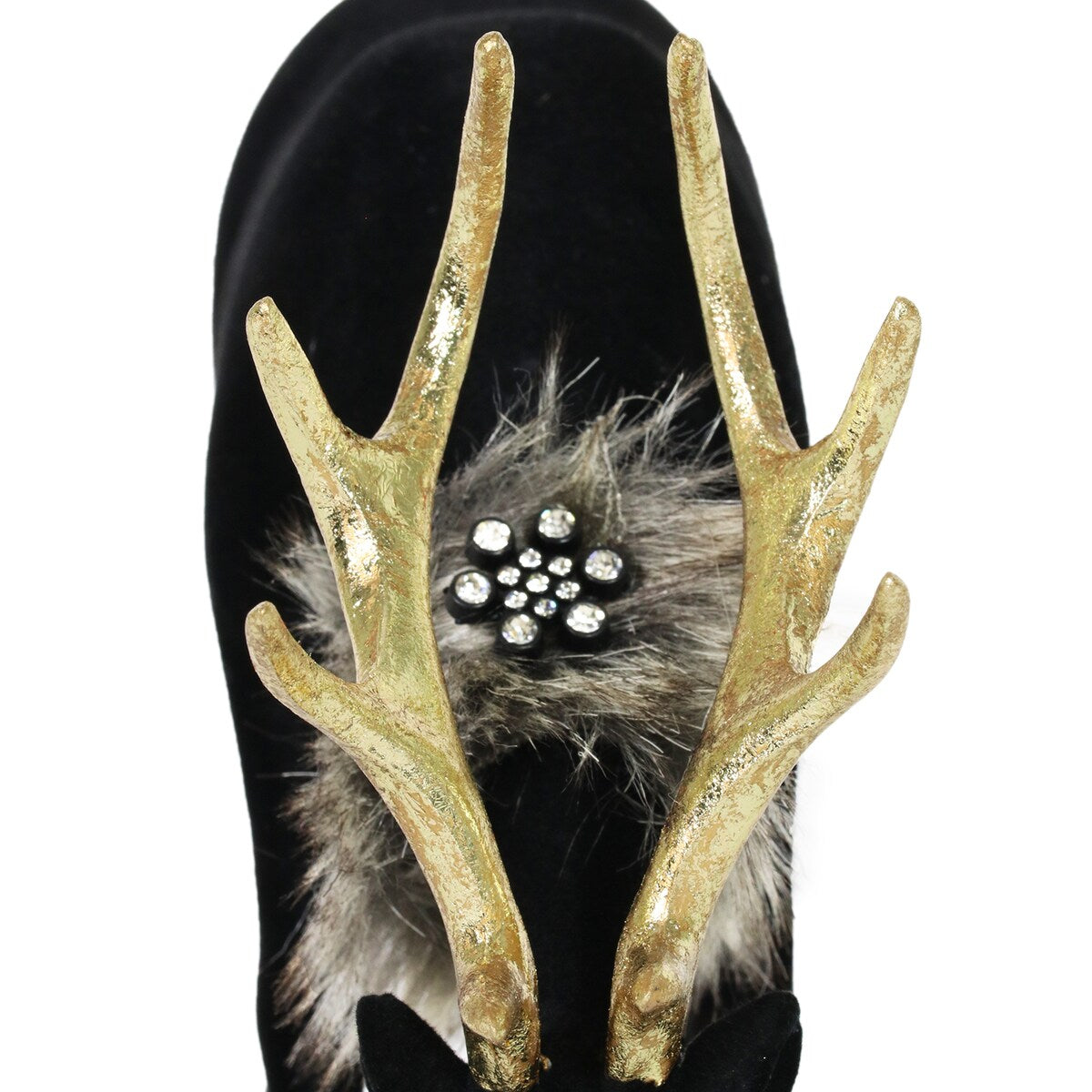 Exhart Holiday Black Velvet Grazing Reindeer Statue, 11.5 Inches