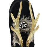 Exhart Holiday Black Velvet Grazing Reindeer Statue, 11.5 Inches
