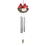 Exhart Nesting Cardinals with Flowers Hand Painted Resin Hanging Wind Chime, 6 by 28 Inches