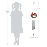 Exhart Nesting Cardinals with Flowers Hand Painted Resin Hanging Wind Chime, 6 by 28 Inches