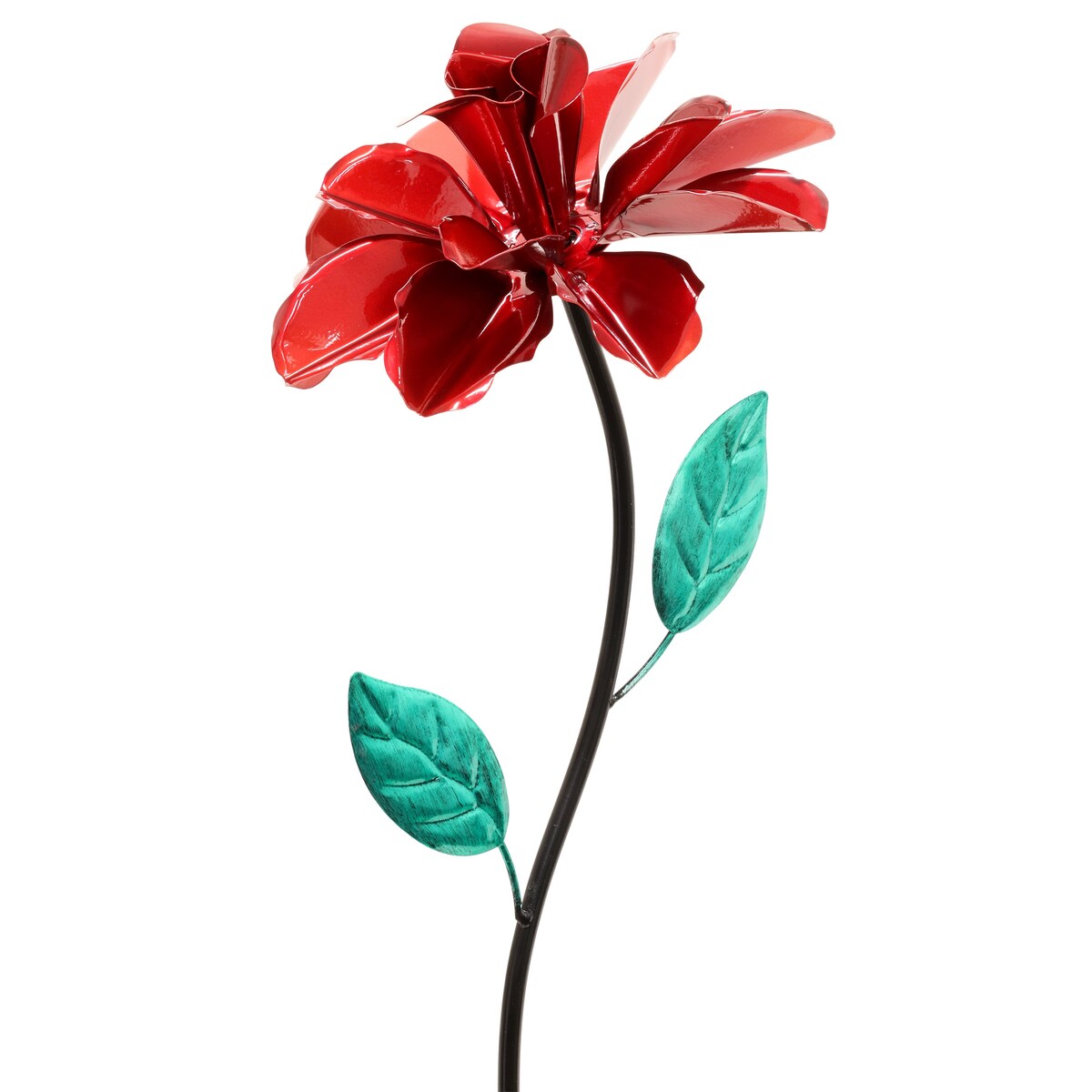 Exhart Rose Flower Wind Spinner Garden Stake, Hand Painted Metallic, 8 by 39 Inches