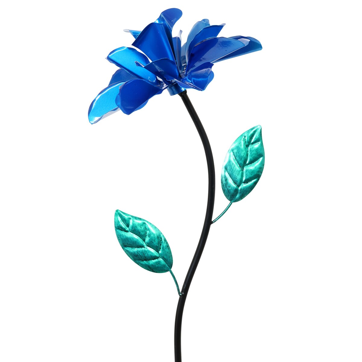 Exhart Rose Flower Wind Spinner Garden Stake, Hand Painted Metallic, 8 by 39 Inches