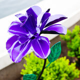 Exhart Rose Flower Wind Spinner Garden Stake, Hand Painted Metallic, 8 by 39 Inches
