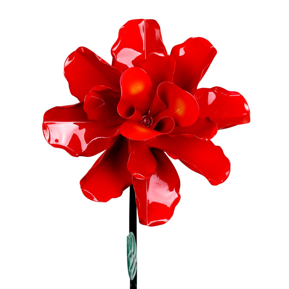 Exhart Rose Flower Wind Spinner Garden Stake, Hand Painted Metallic, 8 by 39 Inches