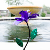 Exhart Rose Flower Wind Spinner Garden Stake, Hand Painted Metallic, 8 by 39 Inches