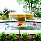 Exhart Rose Flower Wind Spinner Garden Stake, Hand Painted Metallic, 8 by 39 Inches