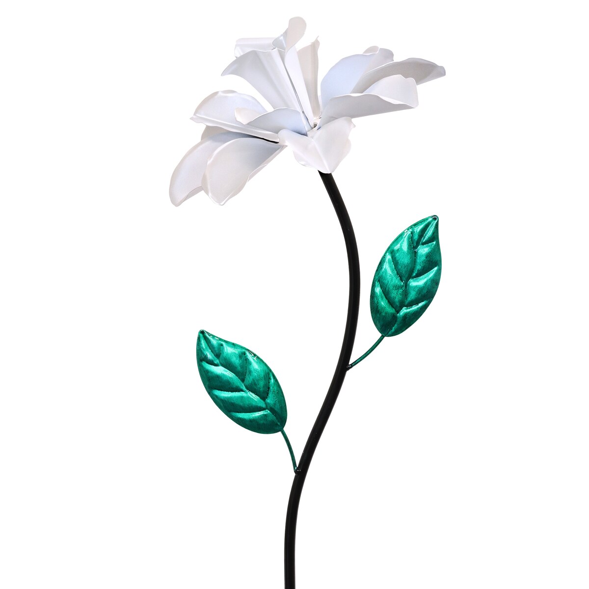 Exhart Rose Flower Wind Spinner Garden Stake, Hand Painted Metallic, 8 by 39 Inches