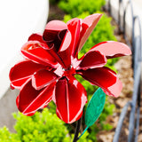 Exhart Rose Flower Wind Spinner Garden Stake, Hand Painted Metallic, 8 by 39 Inches
