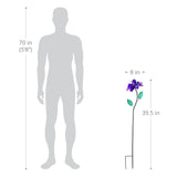 Exhart Rose Flower Wind Spinner Garden Stake, Hand Painted Metallic, 8 by 39 Inches