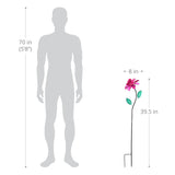 Exhart Rose Flower Wind Spinner Garden Stake, Hand Painted Metallic, 8 by 39 Inches
