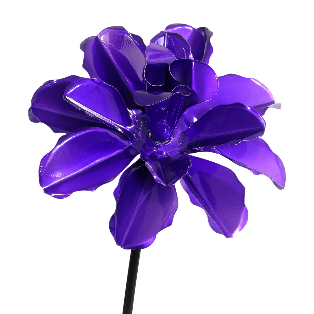 Exhart Rose Flower Wind Spinner Garden Stake, Hand Painted Metallic, 8 by 39 Inches