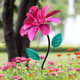 Exhart Rose Flower Wind Spinner Garden Stake, Hand Painted Metallic, 8 by 39 Inches