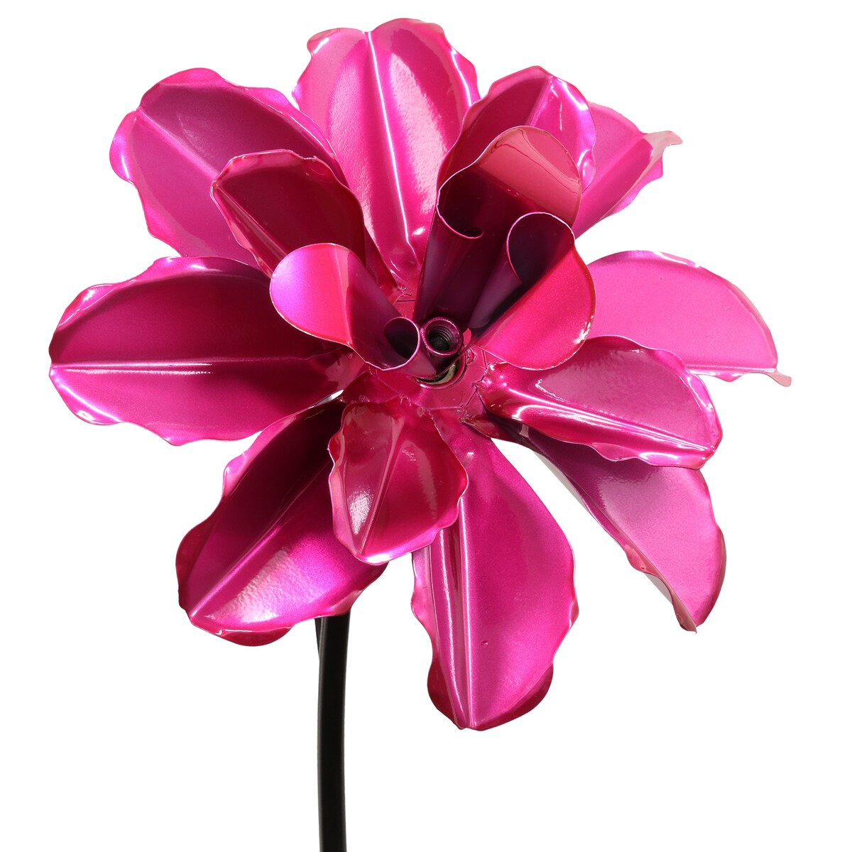 Exhart Rose Flower Wind Spinner Garden Stake, Hand Painted Metallic, 8 by 39 Inches