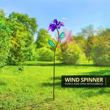 Exhart Rose Flower Wind Spinner Garden Stake, Hand Painted Metallic, 8 by 39 Inches