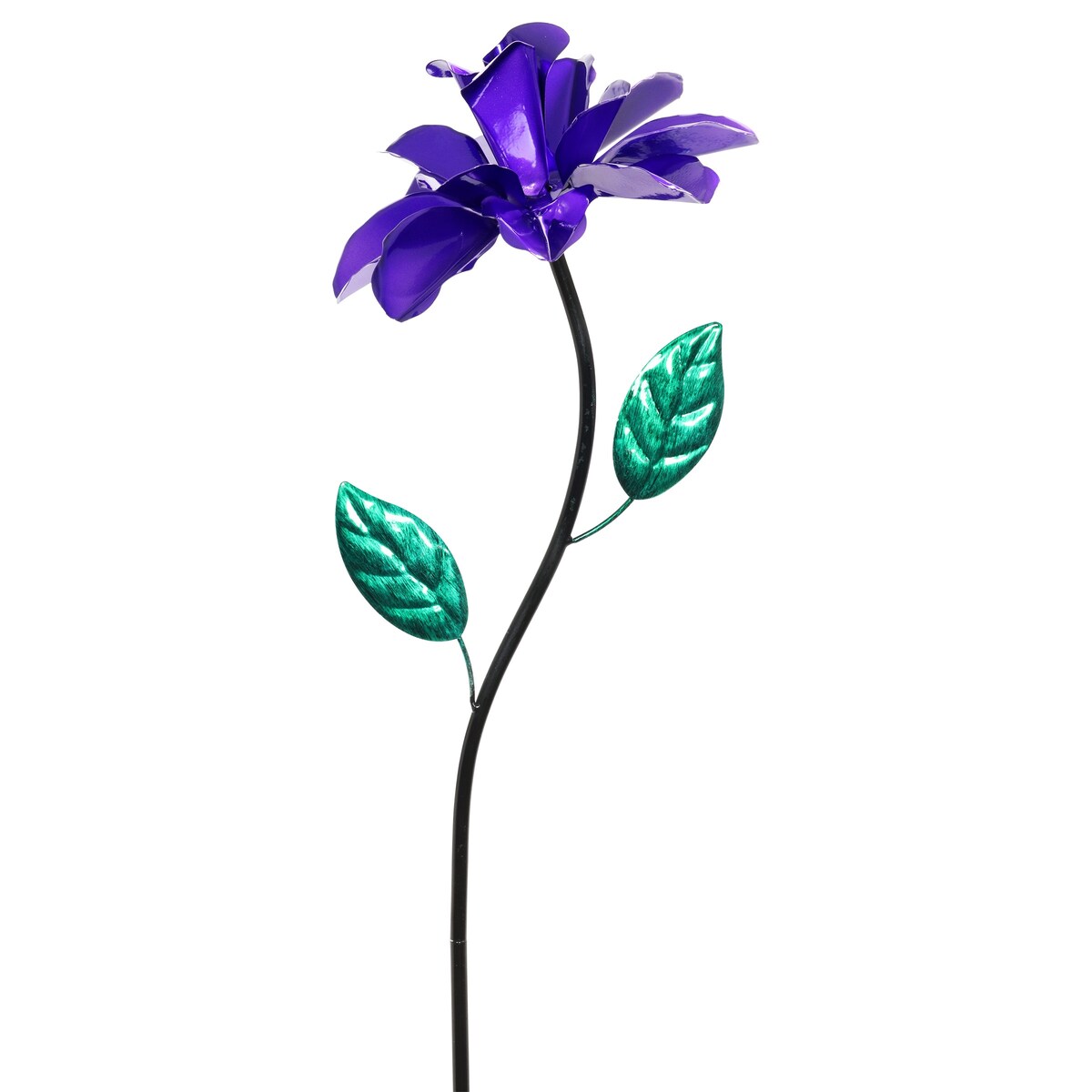 Exhart Rose Flower Wind Spinner Garden Stake, Hand Painted Metallic, 8 by 39 Inches