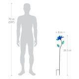 Exhart Rose Flower Wind Spinner Garden Stake, Hand Painted Metallic, 8 by 39 Inches