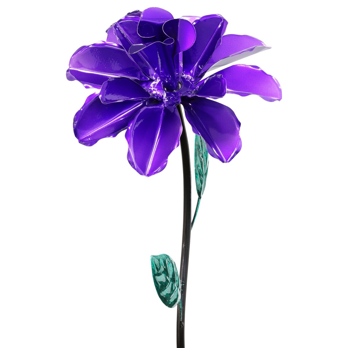 Exhart Rose Flower Wind Spinner Garden Stake, Hand Painted Metallic, 8 by 39 Inches