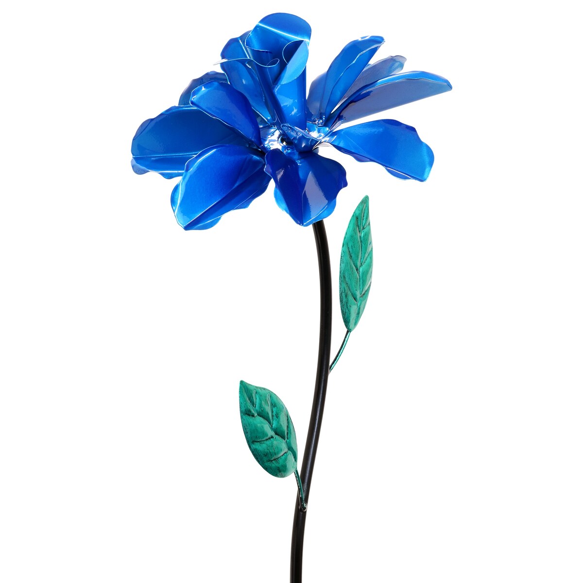 Exhart Rose Flower Wind Spinner Garden Stake, Hand Painted Metallic, 8 by 39 Inches