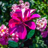 Exhart Rose Flower Wind Spinner Garden Stake, Hand Painted Metallic, 8 by 39 Inches
