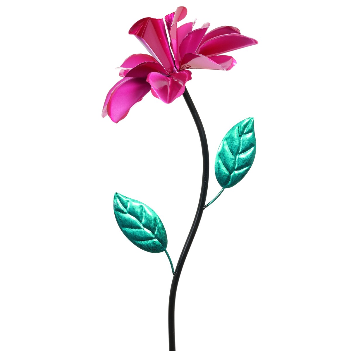 Exhart Rose Flower Wind Spinner Garden Stake, Hand Painted Metallic, 8 by 39 Inches
