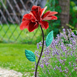 Exhart Rose Flower Wind Spinner Garden Stake, Hand Painted Metallic, 8 by 39 Inches
