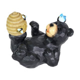 Exhart Solar Bear Playing with an Illuminating Bee Hive Garden Statuary, 9 by 7 Inch
