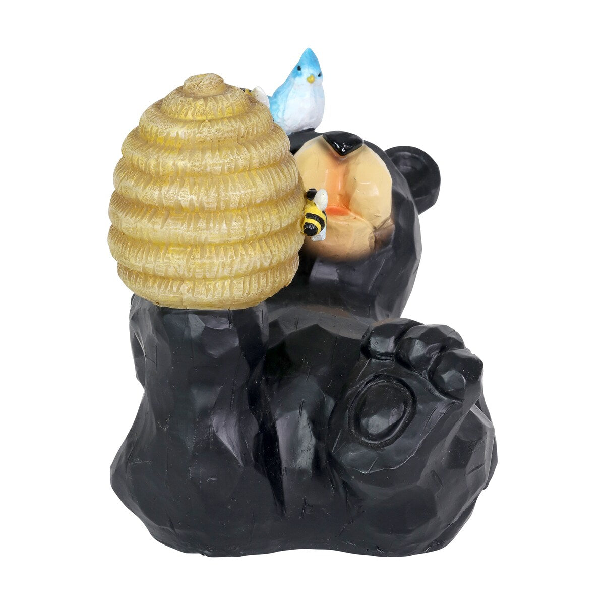 Exhart Solar Bear Playing with an Illuminating Bee Hive Garden Statuary, 9 by 7 Inch
