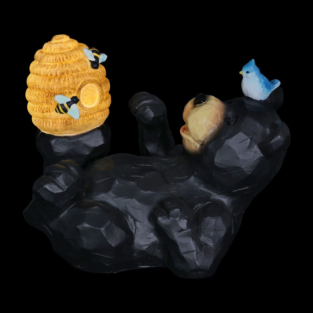 Exhart Solar Bear Playing with an Illuminating Bee Hive Garden Statuary, 9 by 7 Inch