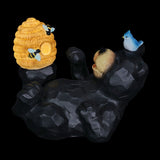 Exhart Solar Bear Playing with an Illuminating Bee Hive Garden Statuary, 9 by 7 Inch