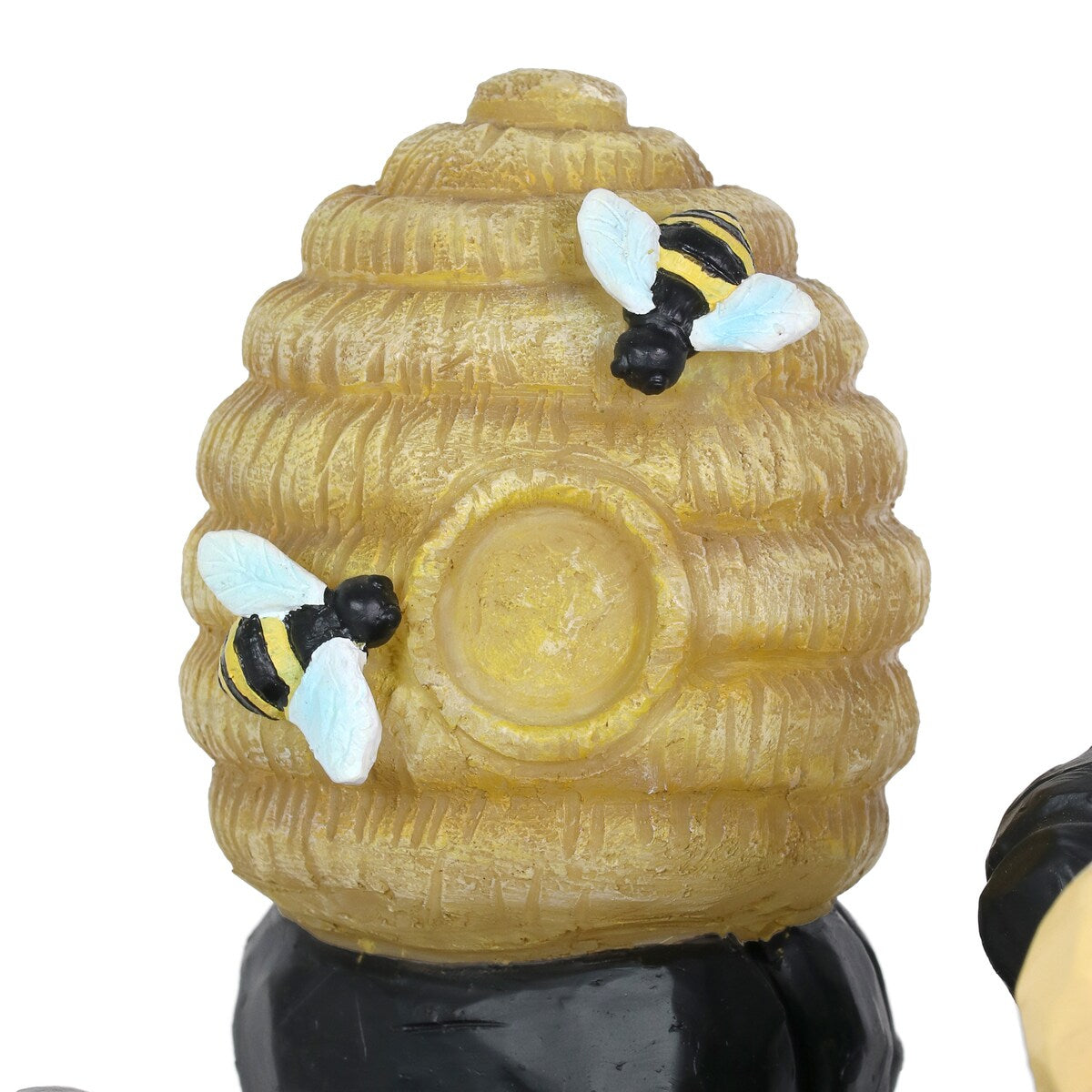 Exhart Solar Bear Playing with an Illuminating Bee Hive Garden Statuary, 9 by 7 Inch