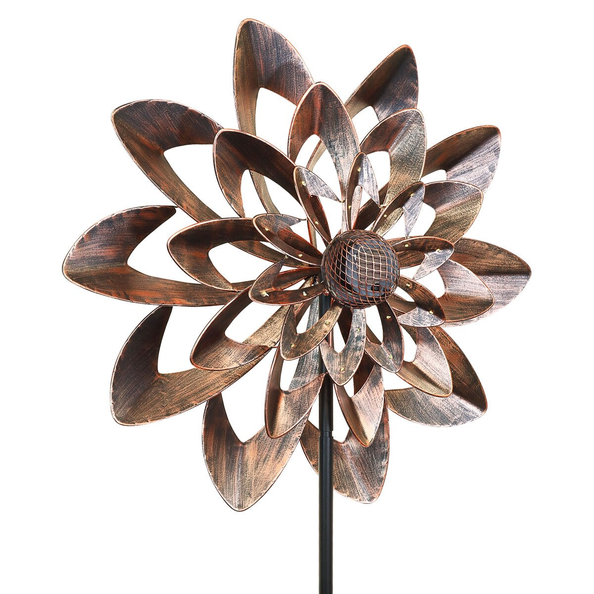 Exhart Solar Bronze Double Kinetic Spinner Stake, 27 by 74 Inches