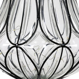 Exhart Solar Clear Glass Hanging Lantern with Looping Metal Pattern, 8 by 24 Inches
