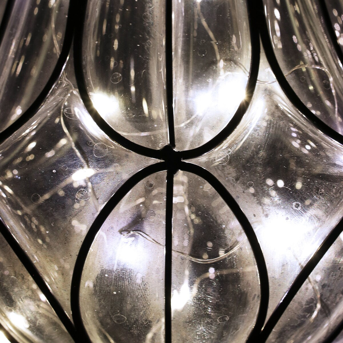 Exhart Solar Clear Glass Hanging Lantern with Looping Metal Pattern, 8 by 24 Inches