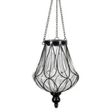 Exhart Solar Clear Glass Hanging Lantern with Looping Metal Pattern, 8 by 24 Inches