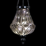 Exhart Solar Clear Glass Hanging Lantern with Looping Metal Pattern, 8 by 24 Inches