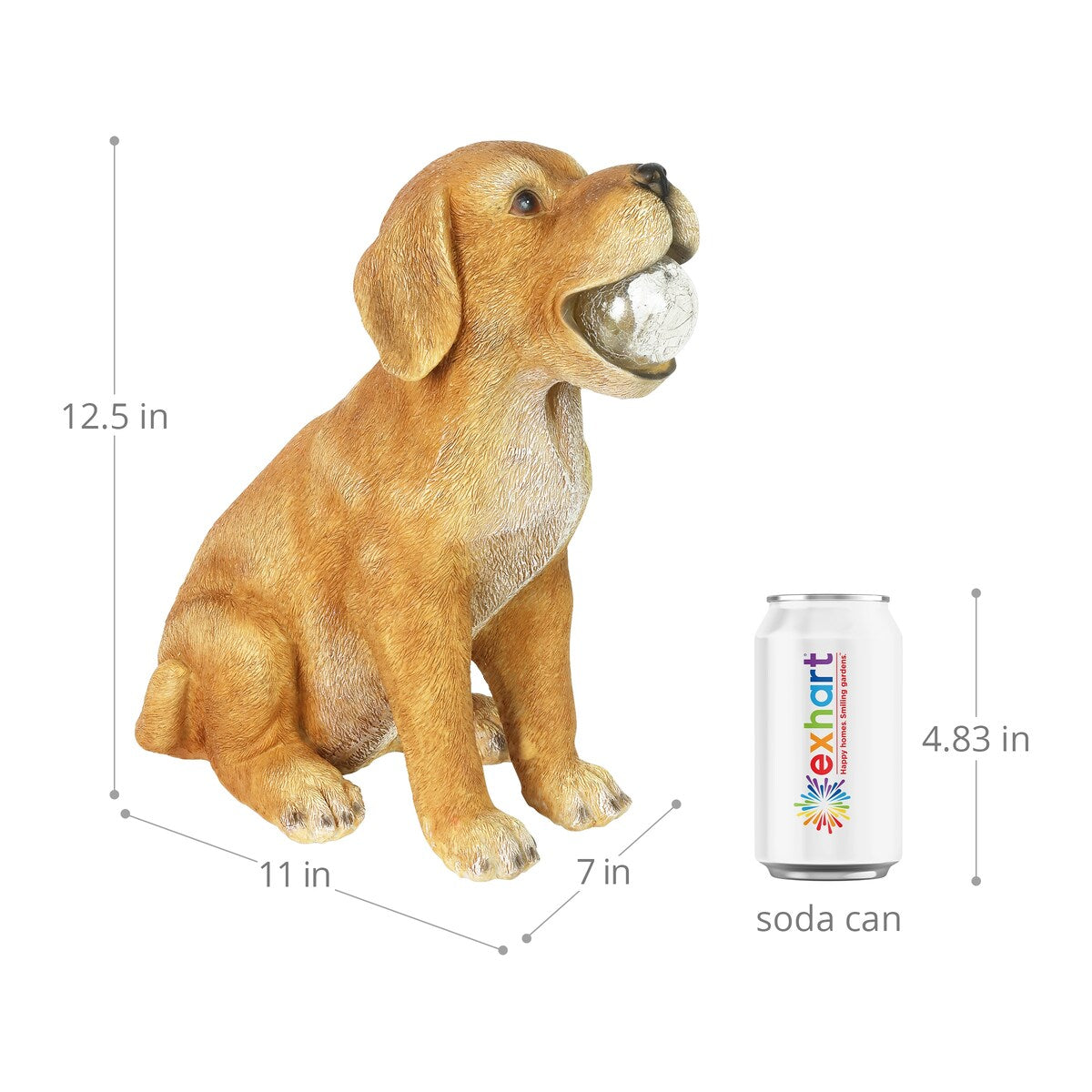 Exhart Solar Dog with LED Ball in Mouth Garden Statuary, 12 Inch tall