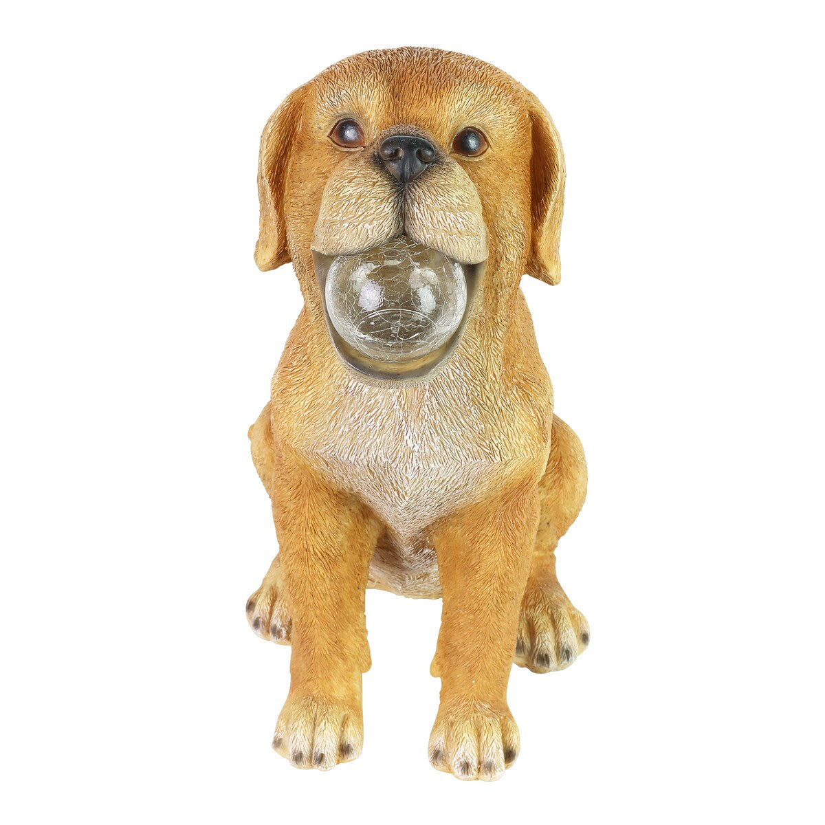 Exhart Solar Dog with LED Ball in Mouth Garden Statuary, 12 Inch tall